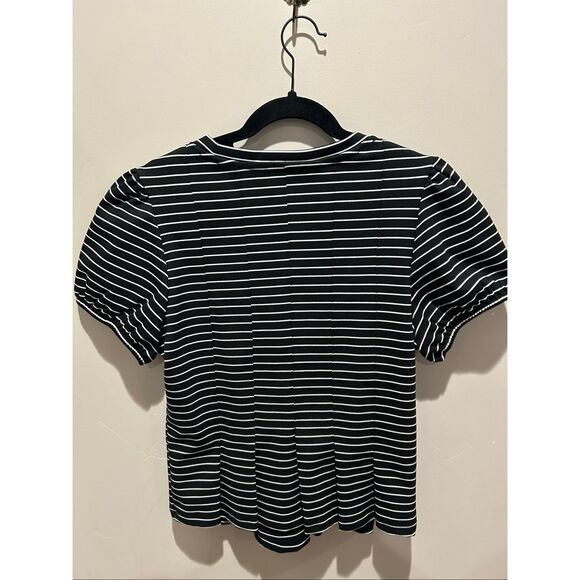 Anthropologie Maeve Corset Peplum Top ~ Striped b/w Maeve peplum top - Picture 4 of 4